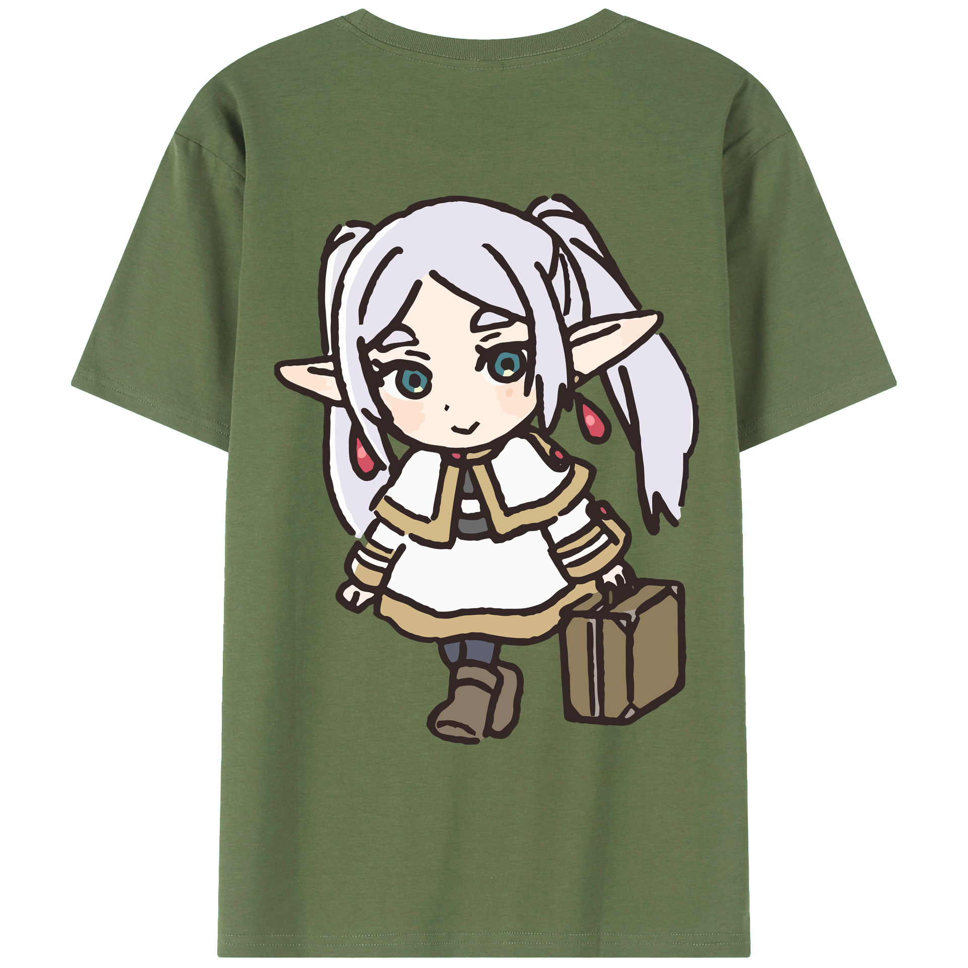 （画像用） 葬送のフリーレン Frieren 綿100％ メンズ半袖Tシャツ（バックプリント） 通気性